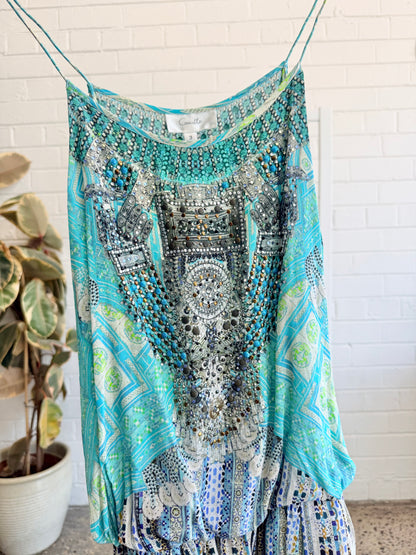 Camilla Mint Shoestring Strap Topkapi Playsuit  - Size 3 (12)