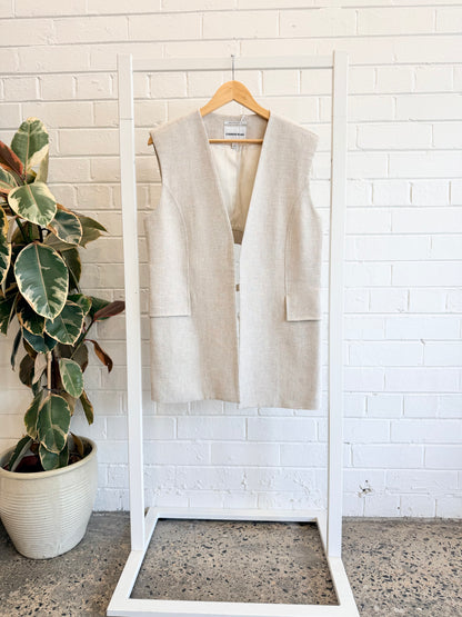 Country Road Stone Textured Long Line Vest - Size 12