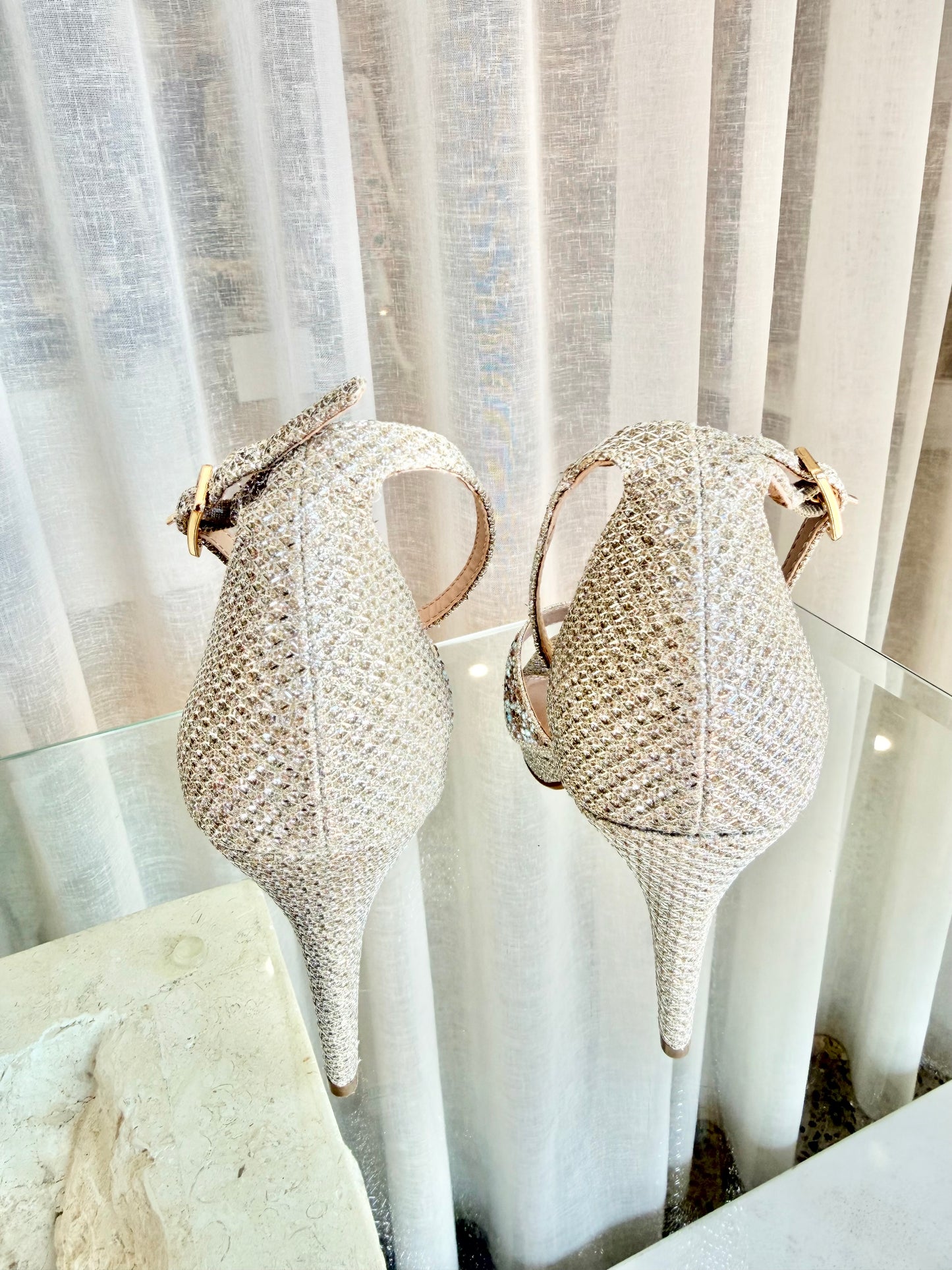 Dune London Mistie Metallic Heels - Size 41