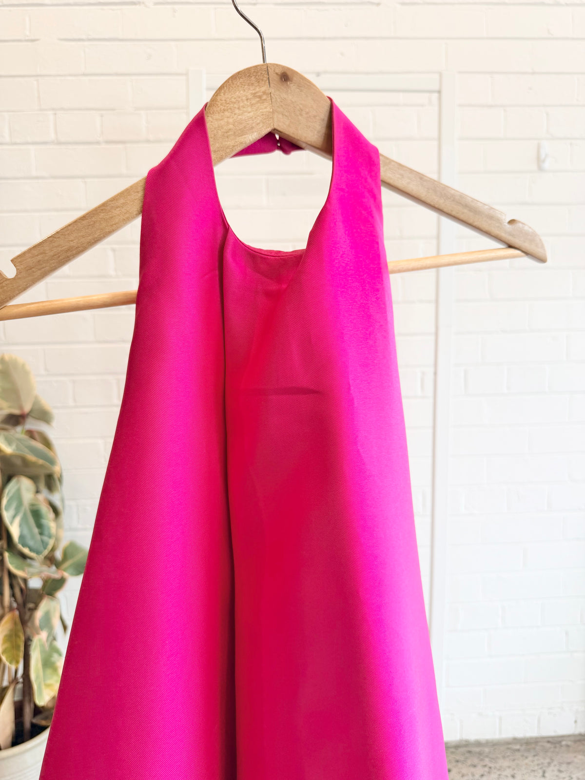 Solace London Fuchsia Satin Twill Halterneck Dress - Size 10