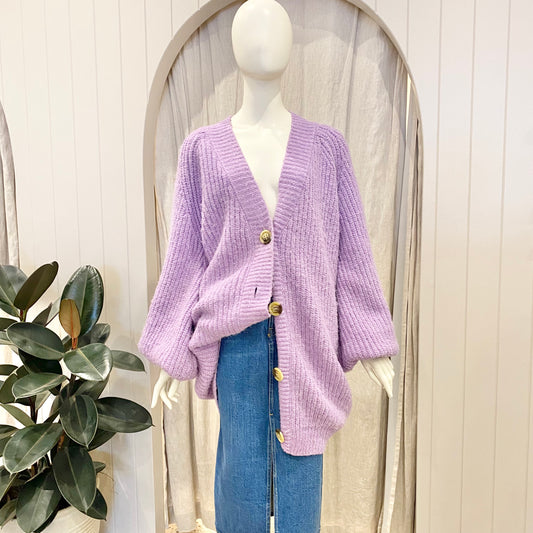 La Boheme Girls 'Elsie' Knit Cardigan in Purple - One Size