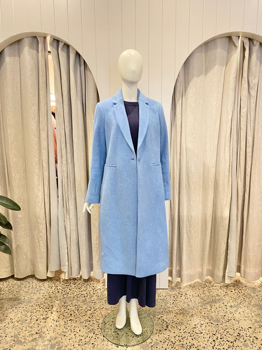 Country Road Wool Coat in Sky Blue - Size XL (14/16)