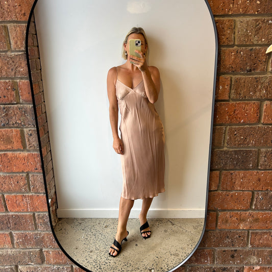 Nicola Waite Beige Slip Dress - Size 2