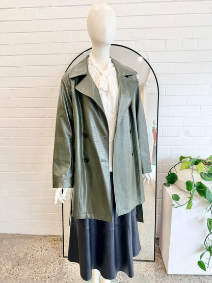 Ownley Khaki Sawyer Faux Leather Jacket - Size M (10 - 12) - Pre-Loved Geelong