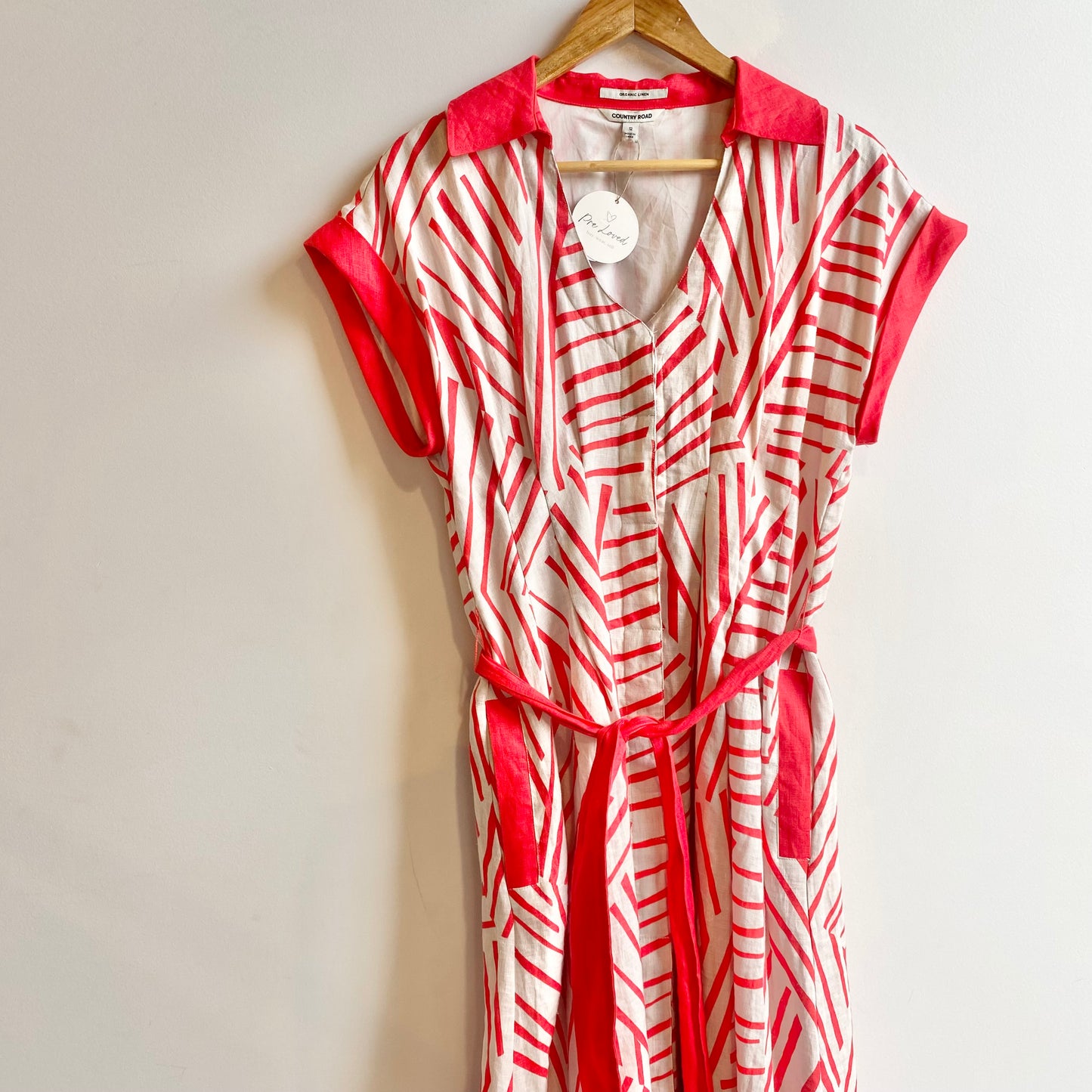 Country Road Belted Linen Dress - Size 12