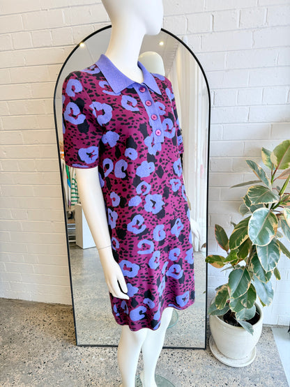 Gorman Leopard Berry Knit Polo Dress - Size 8