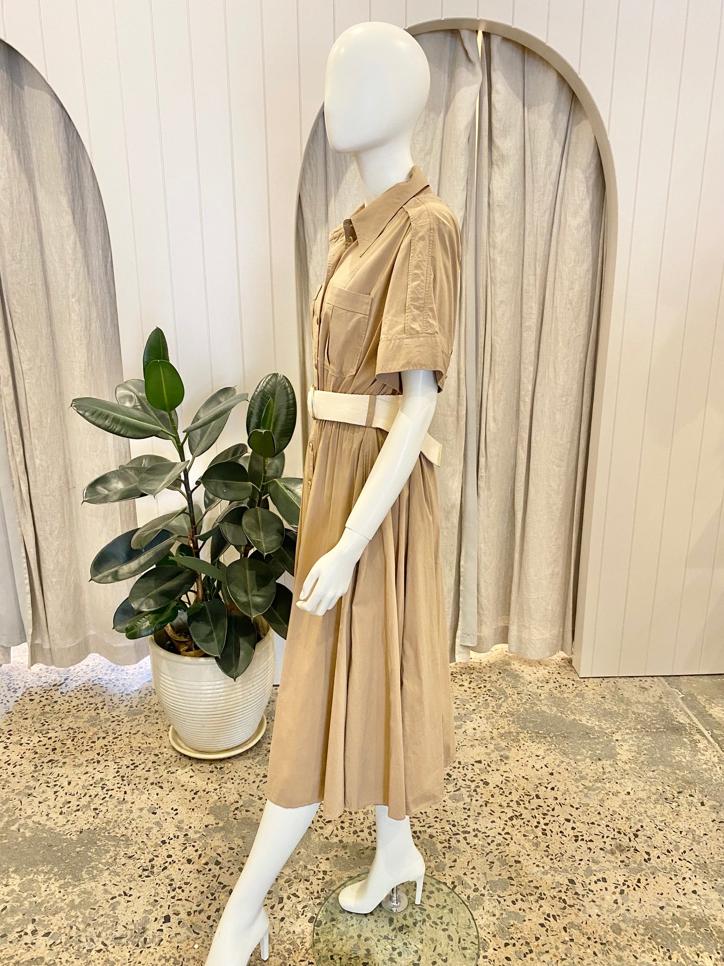 Country Road Camel Linen Midi Skirt - Size 10