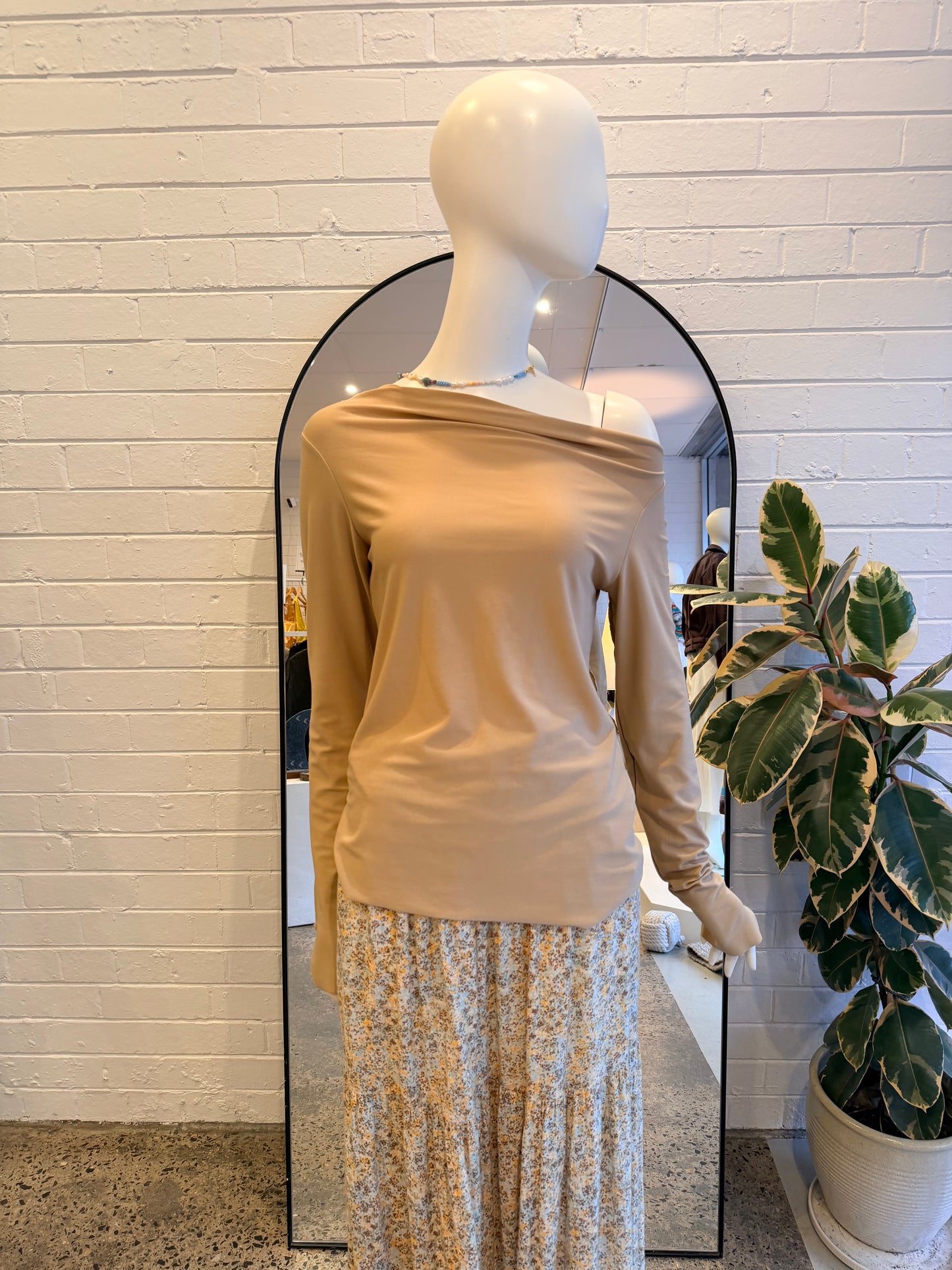 Ena Pelly Camel Long Sleeve Top - Size 12