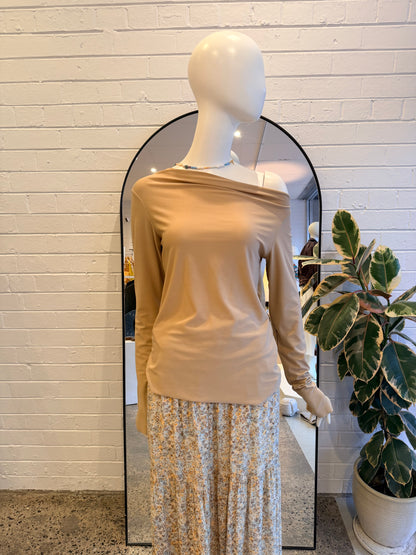 Ena Pelly Camel Long Sleeve Top - Size 12