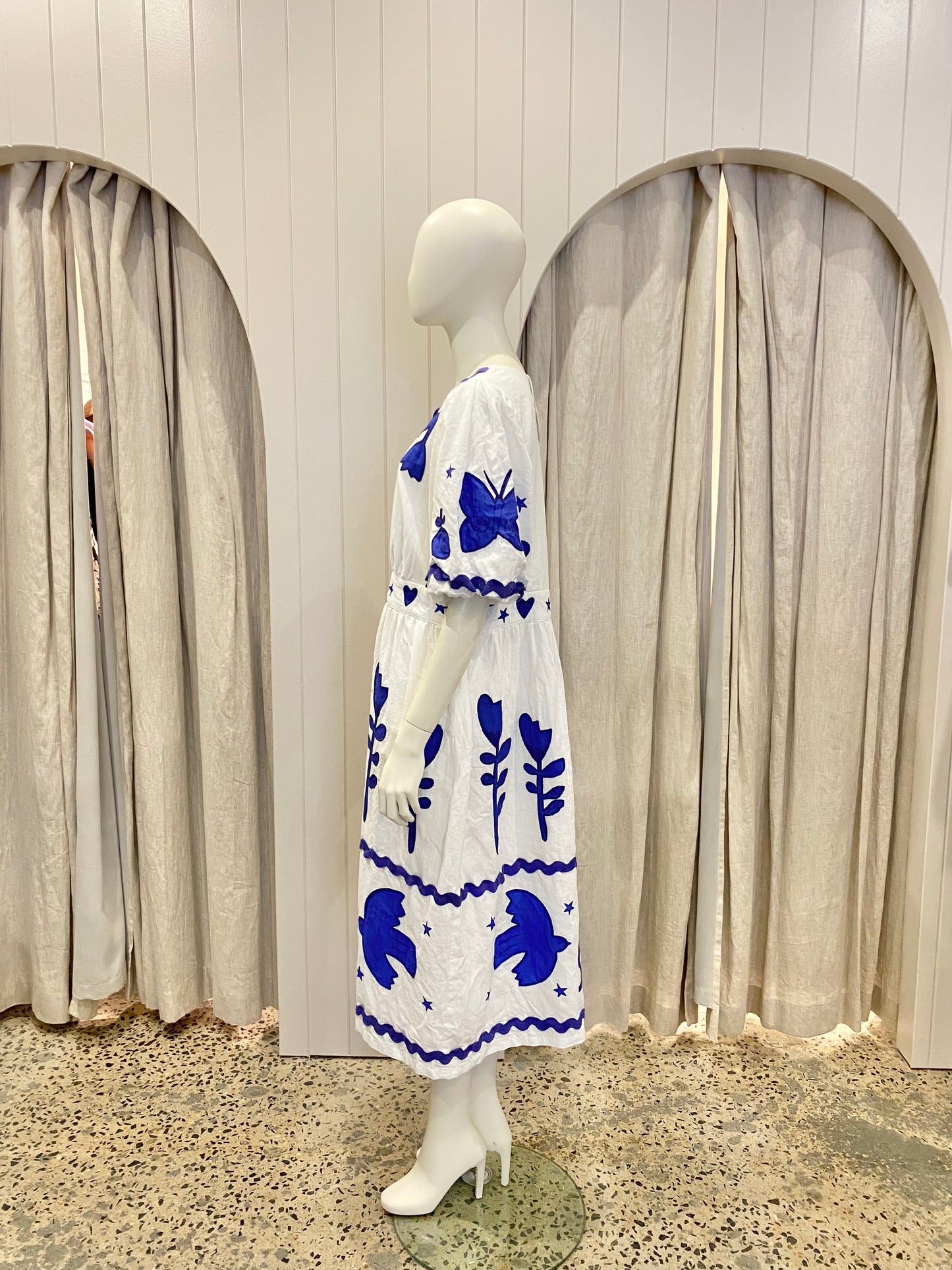 Gorman 'Lovebirds' Embroidered Midi Dress - Size 16