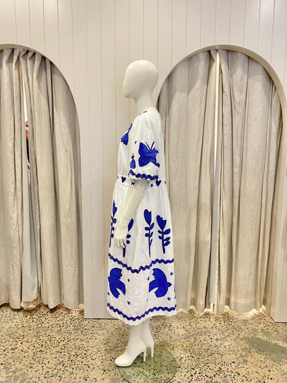 Gorman 'Lovebirds' Embroidered Midi Dress - Size 16