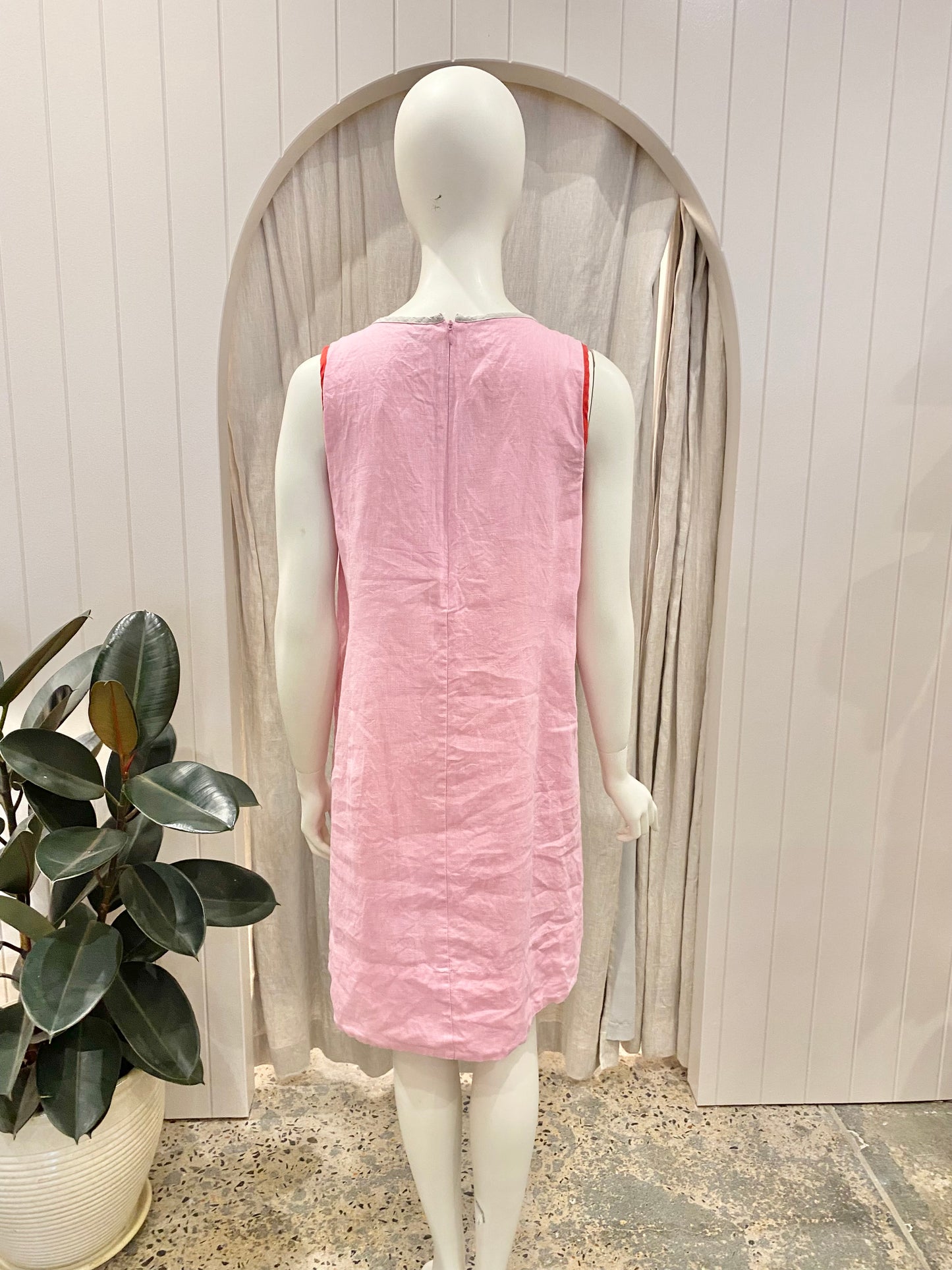 Alessandra Pink Linen Shift Dress - Size Small (8/10)