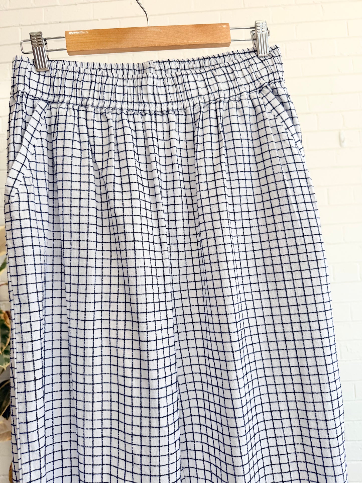 Ceres Life Navy/White check wide leg pant - Size S