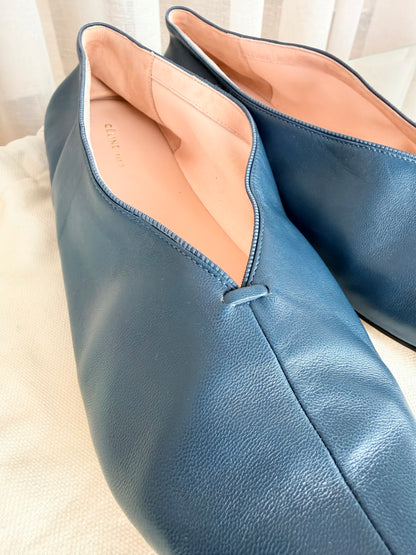 Celine Petrol Blue Babouche Pointed Ballerina Flats - Size 40