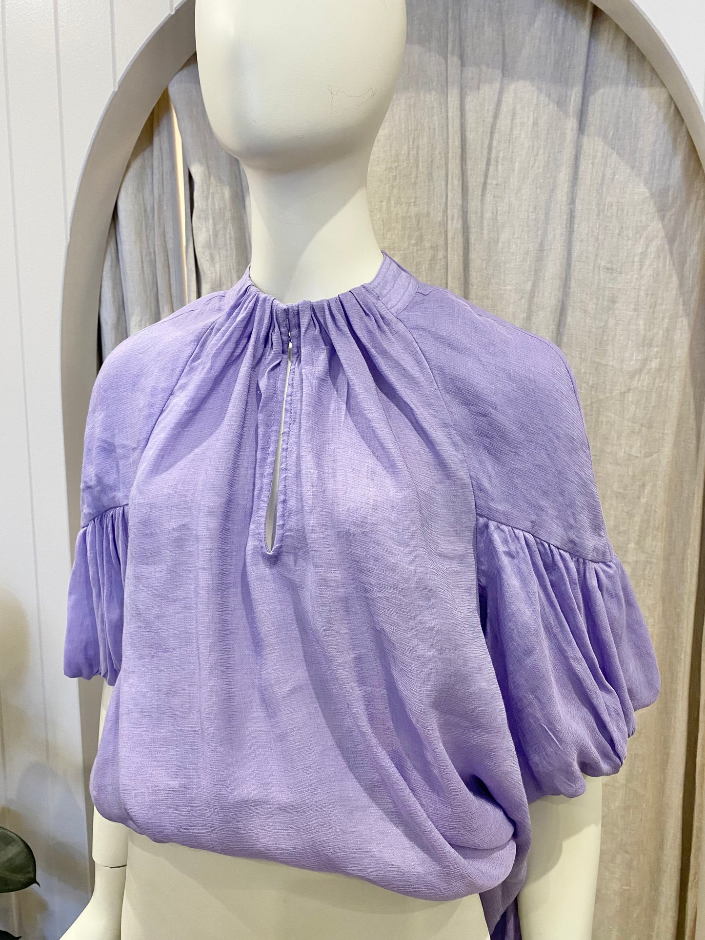 Country Road Tuck Deatil Silk-Linen Blend Blouse - Size 12