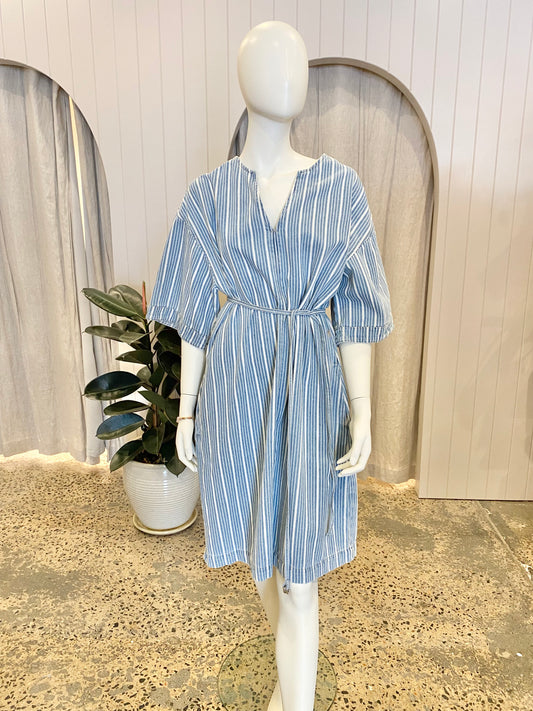 Kireina Denim Stripe Dress - Size 14
