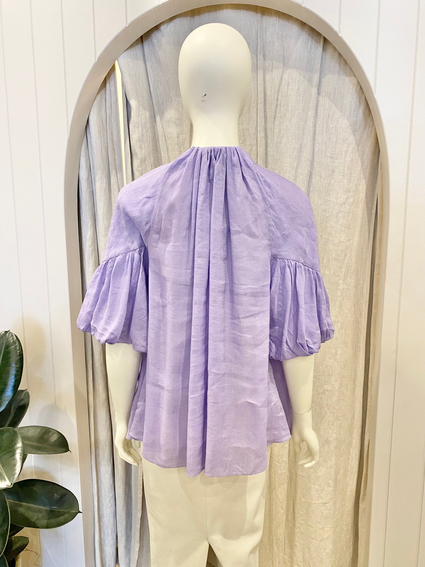 Country Road Tuck Deatil Silk-Linen Blend Blouse - Size 12
