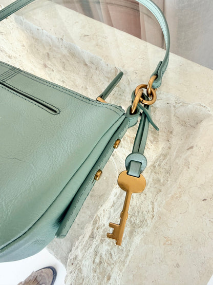 Fossil Sage Green Jolie Leather Baguette Bag