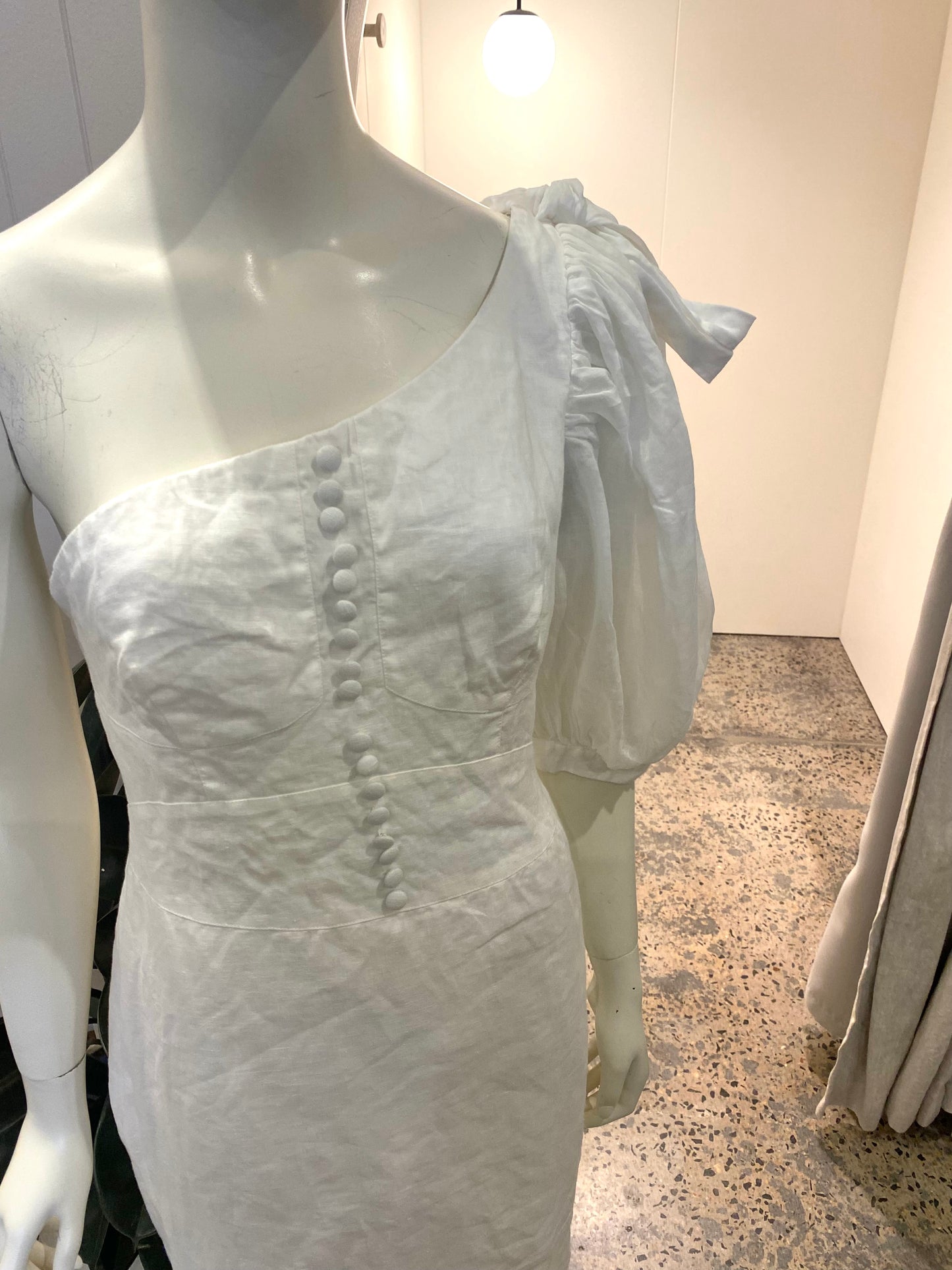 Joslin Florence Linen Midi Dress in White - Size 10