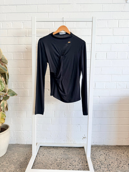 Ena Pelly Black Angel Twist Long Sleeve Top - Size 14