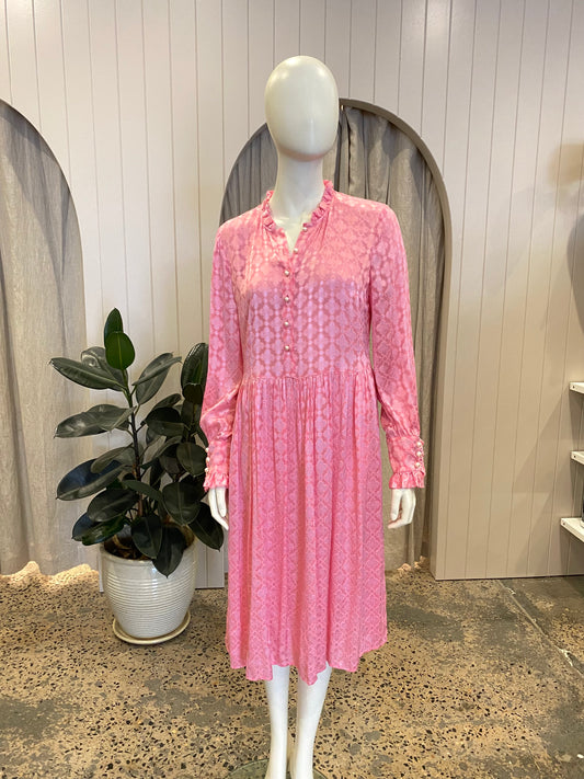 Baum Und Pferdgarten Agacia Ruffle Dress in Pink - Size 40 (10-12)