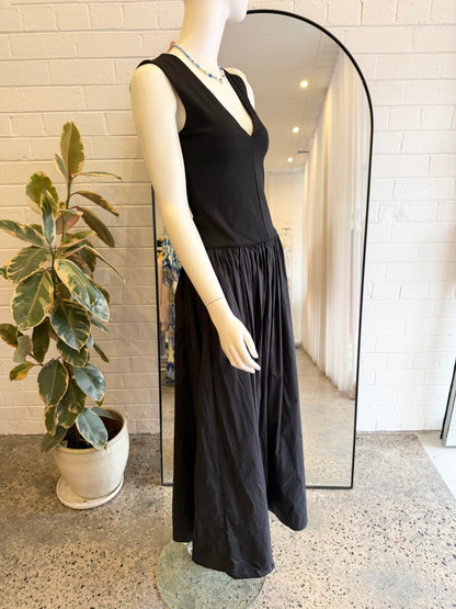 Esse Studios Black Net Sustain Stretch Knit Maxi Dress - Size 8