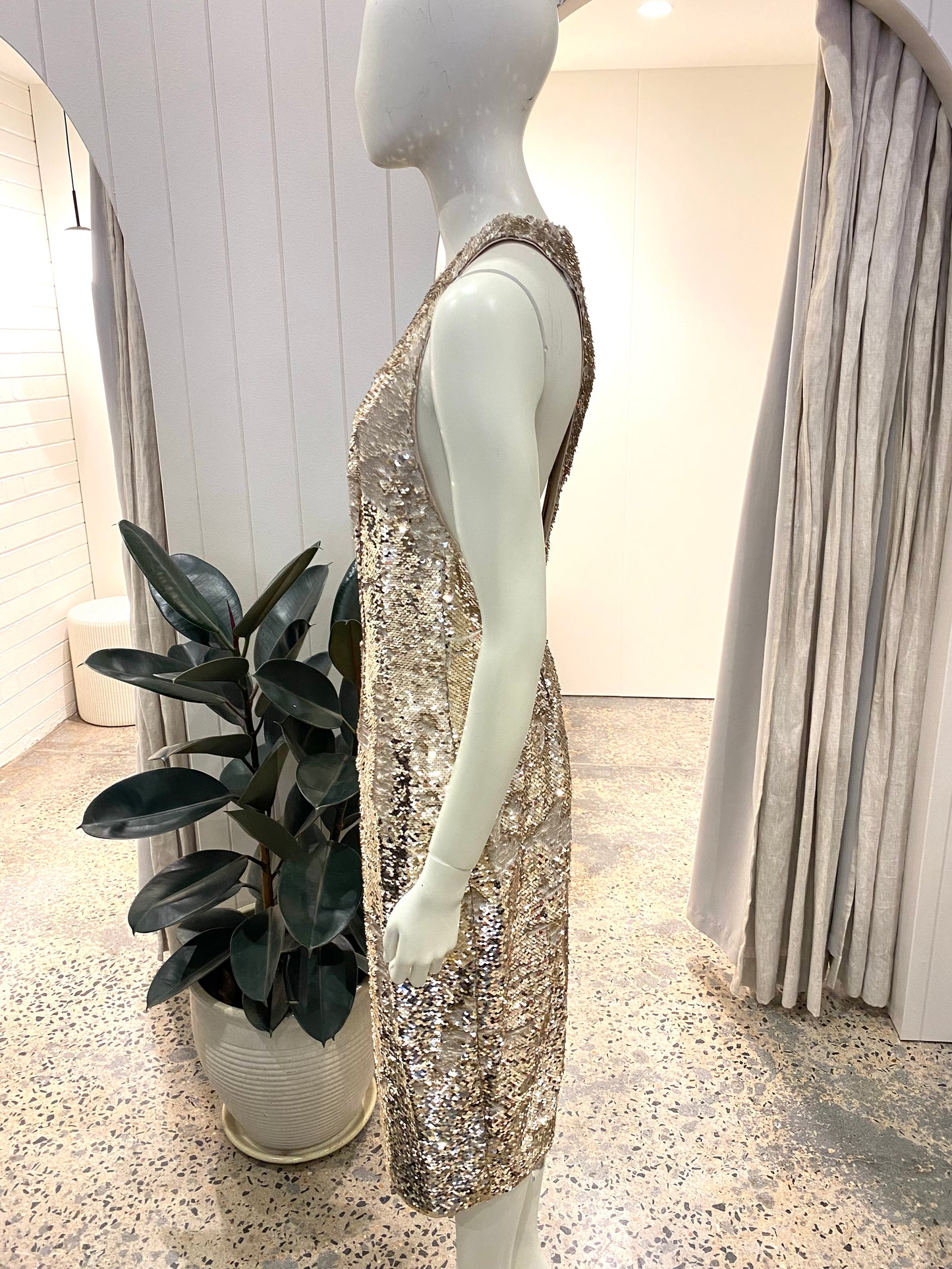 Misha Sequin Halter Neck Dress - Size 10