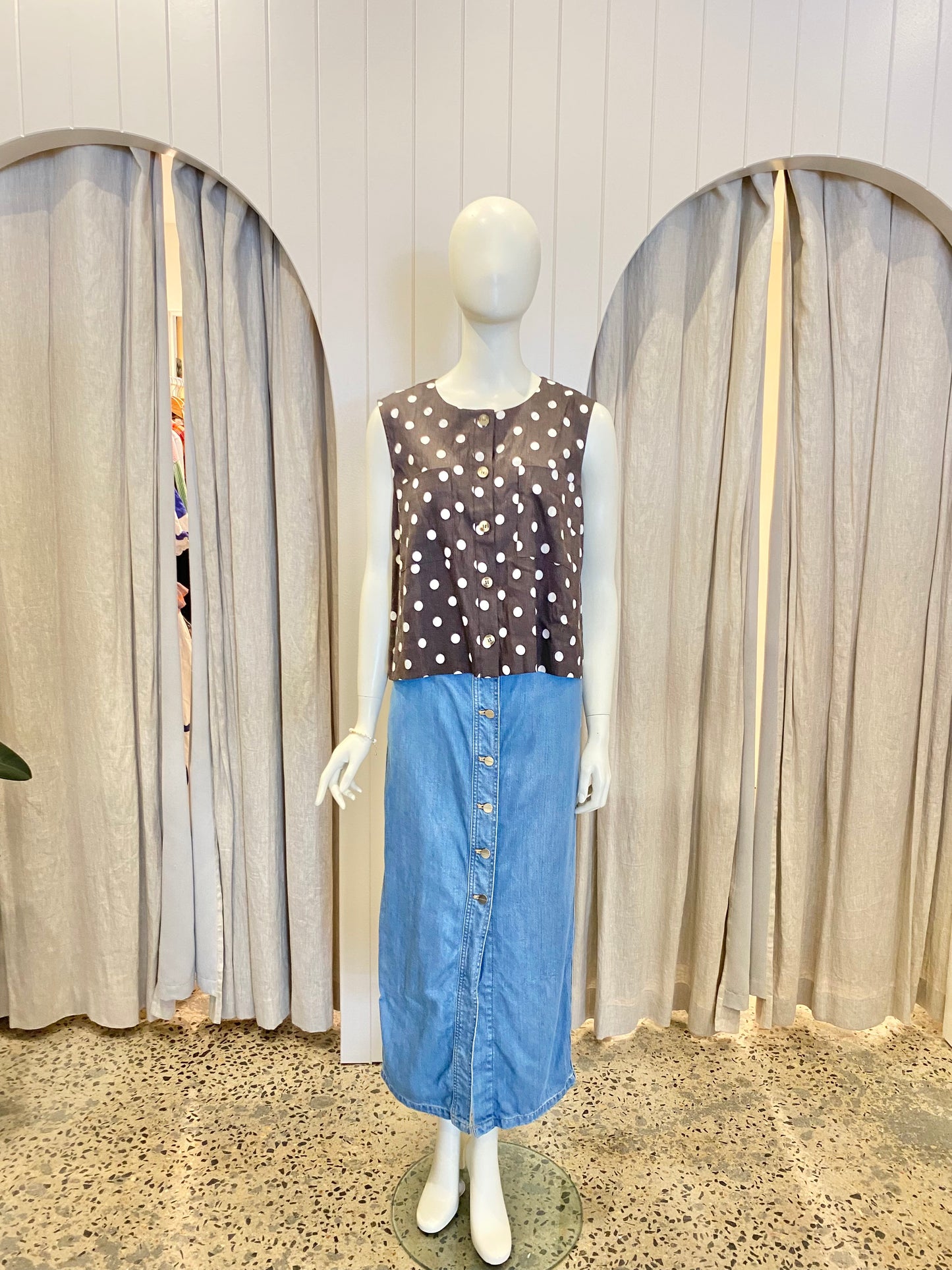 Commonry Zoe Polka Dot Vest - Size 14