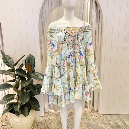 Camilla Versailles Sky A Line Frill Hem Dress - Size 10