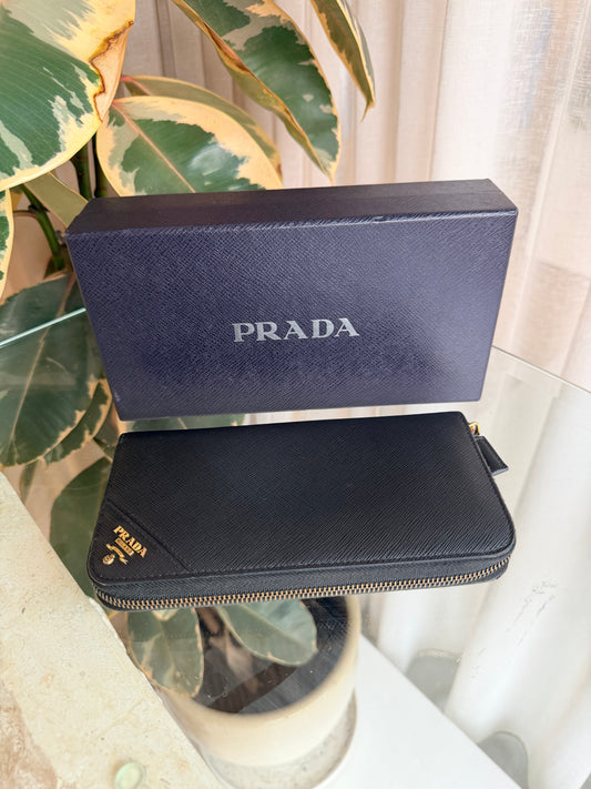 Prada Black Saffiano Leather Wallet