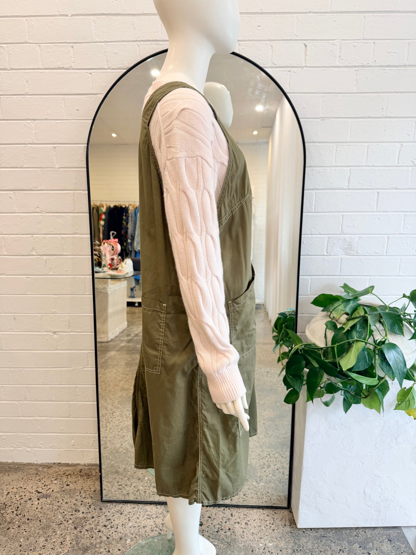 Kowtow Green Mirror Apron Dress - Size XL (14)