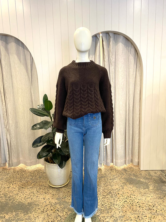 Morrison Chocolate Brown Wool Blend Jumper - Size 1 - 2