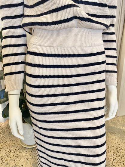 Sezane 'Naelle' Striped Knit Skirt in Navy/Ecru - Size Small (8)