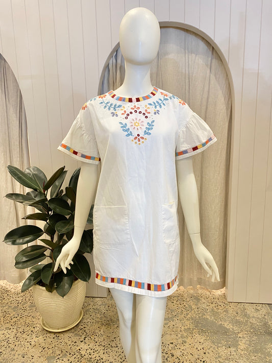 Sezane Kylie Embroidered Dress - Size 34 (au6/8)