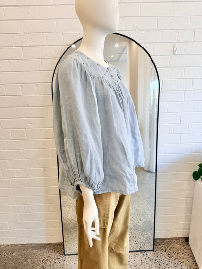 Humidity Lifestyle 'Baroque' Blouse in Misty Grey - Size S/M (10-12)