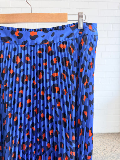 Trenery Bold Ocelot Print Pleated Midi Skirt - Size 14 - 16