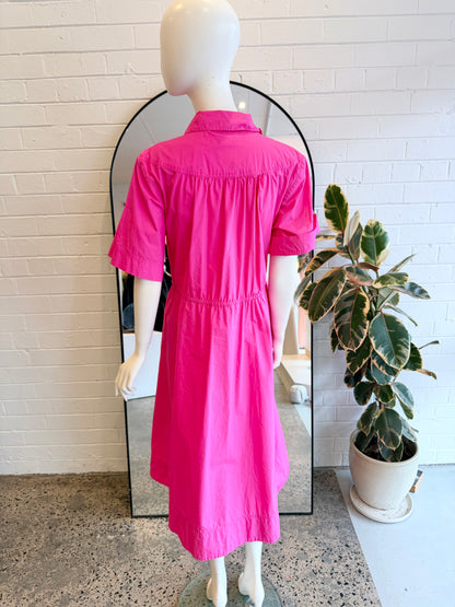 Country Road Hot Pink Cotton Midi Dress - Size 12