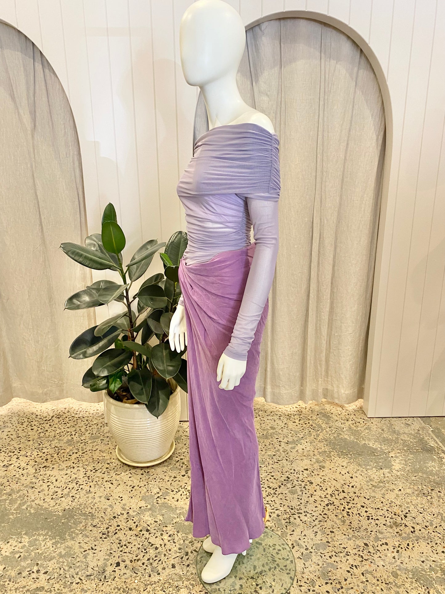 Benni Yasmin Off Shoulder Maxi Dress in Purple