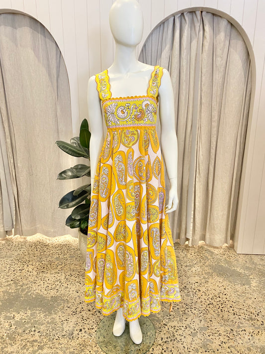 Alemais 'Diana' Orange Summer Cotton Dress - Size 8