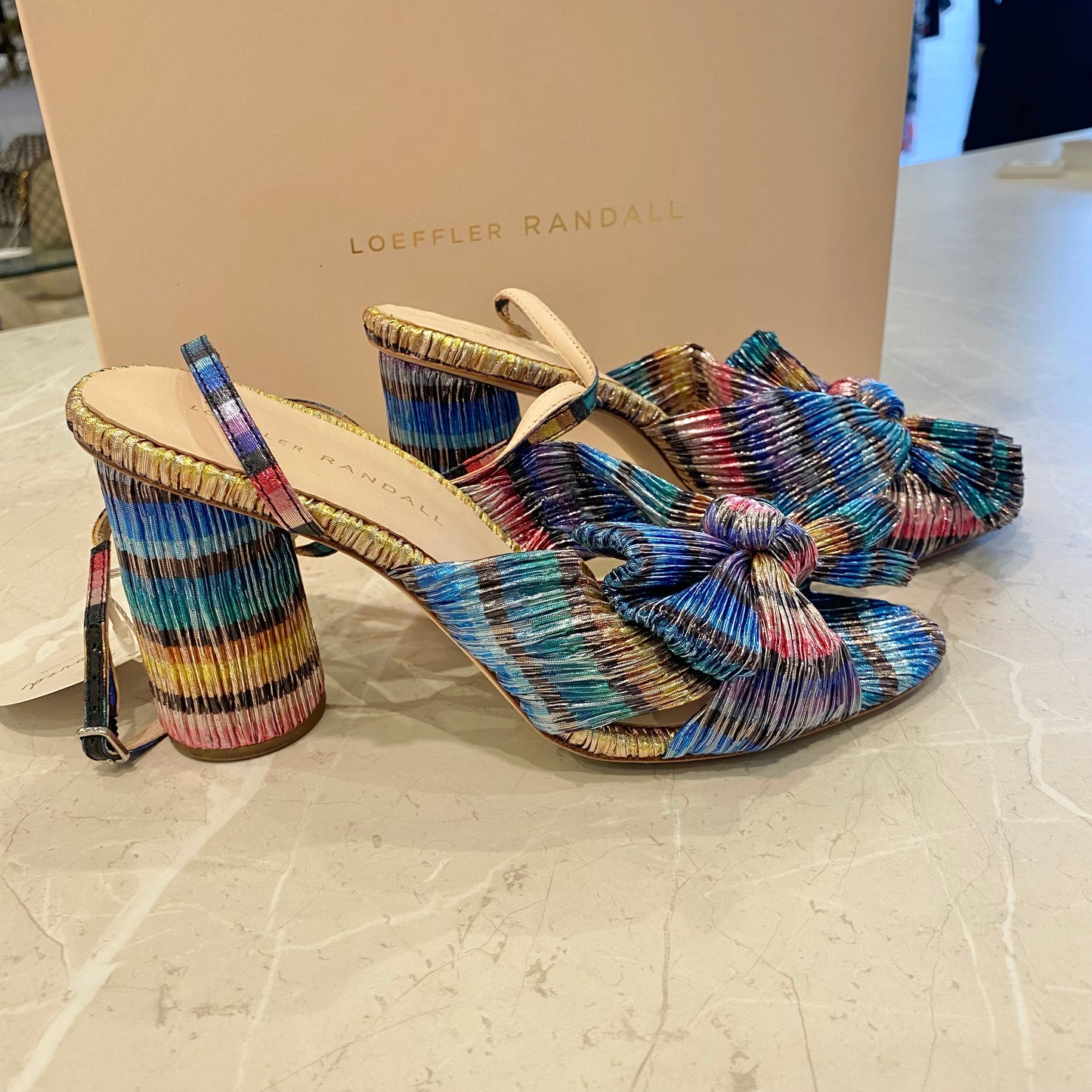 Loeffler Randall Camellia Bow Heels in Rainbow - Size 8