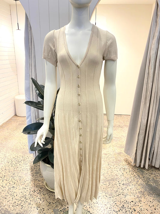 Jacquemas Beige Cotton Rib Knit Dolcedo La Robe Cardigan - Size 30 (8/10)