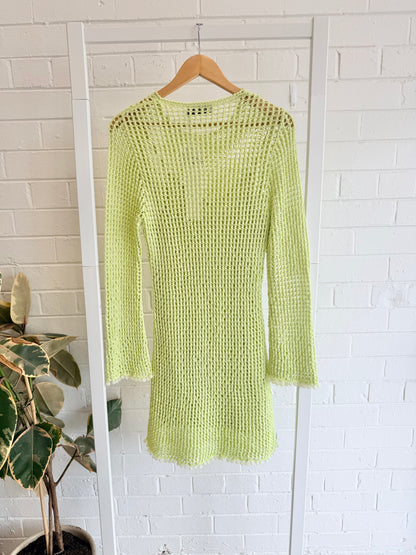 Antipodean Crochet Mini Dress in Melon - Size 8
