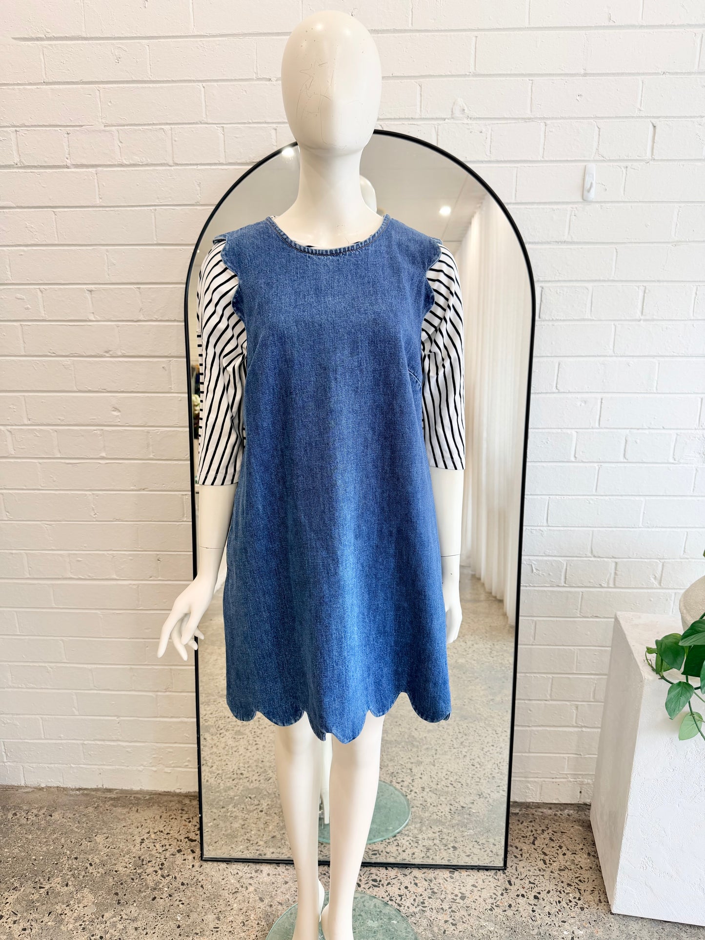 Gorman Peyton Petal Pinny Dress in Blue Denim - Size 12