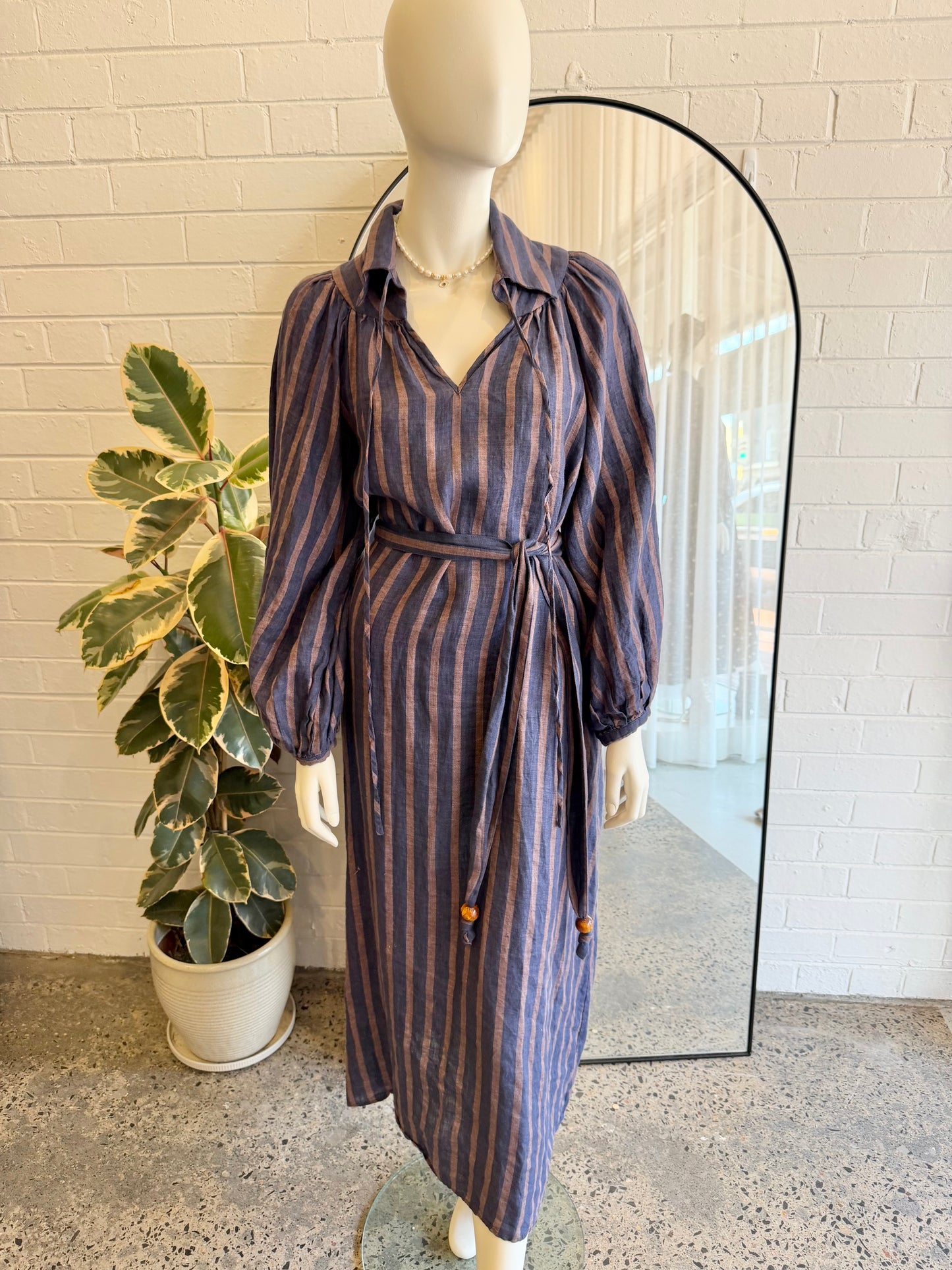 Amelius Navy Linen Estelle Tunic Midi Dress - Size M