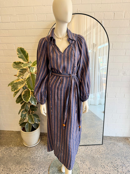 Amelius Navy Linen Estelle Tunic Midi Dress - Size M