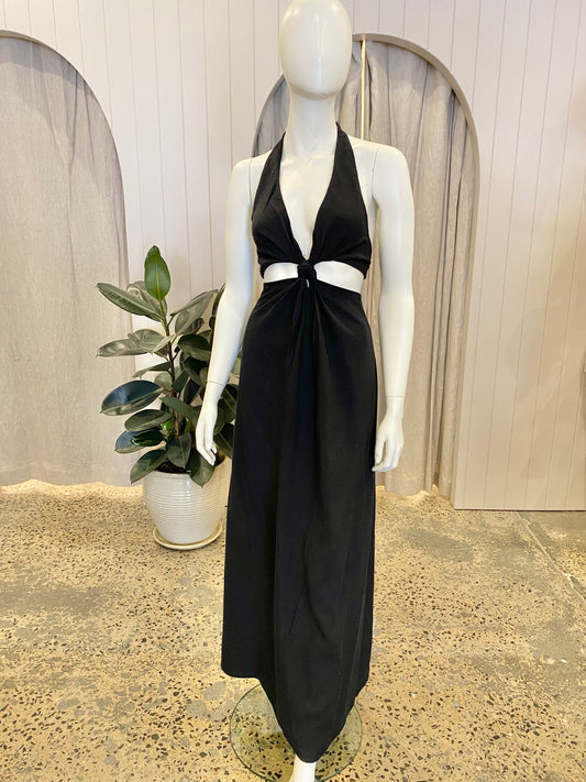 Camilla & Marc 'Prado' Halter Dress in Black - Size 10