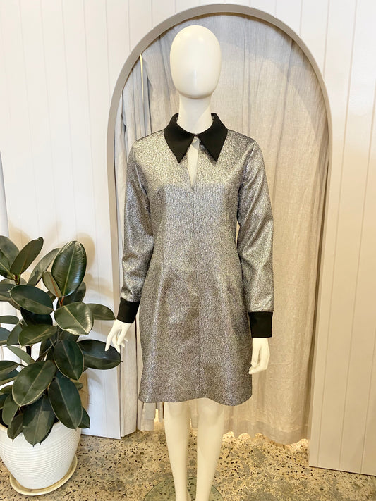 Karen Millen Metallic Tuxedo Dress - Size 14