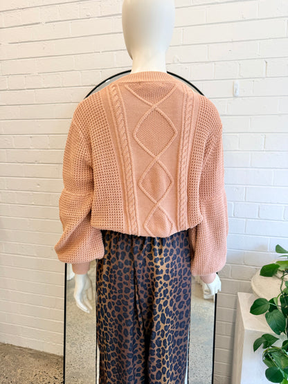 Shona Joy Blush Seidler Cable Knit Jumper - Size L (12)