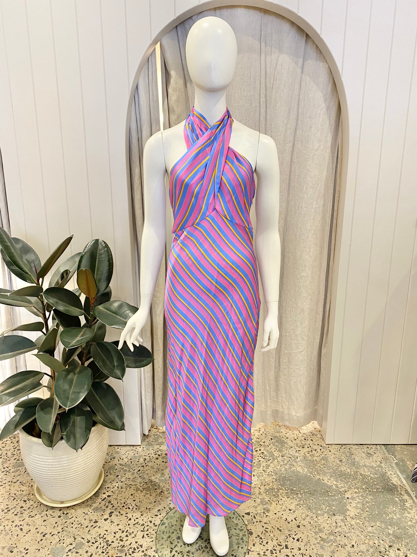 Steele Renata Stripe Halterneck dress - Size S