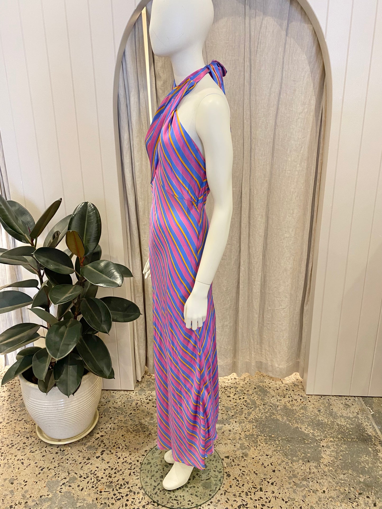 Steele Renata Stripe Halterneck dress - Size S
